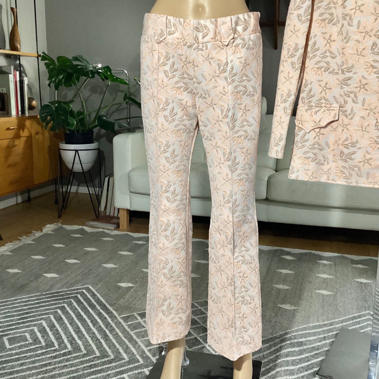 Vtg 1970’s PANHANDLE SLIM Western Pantsuit Flared PANTS+ JACKET + VEST Peach