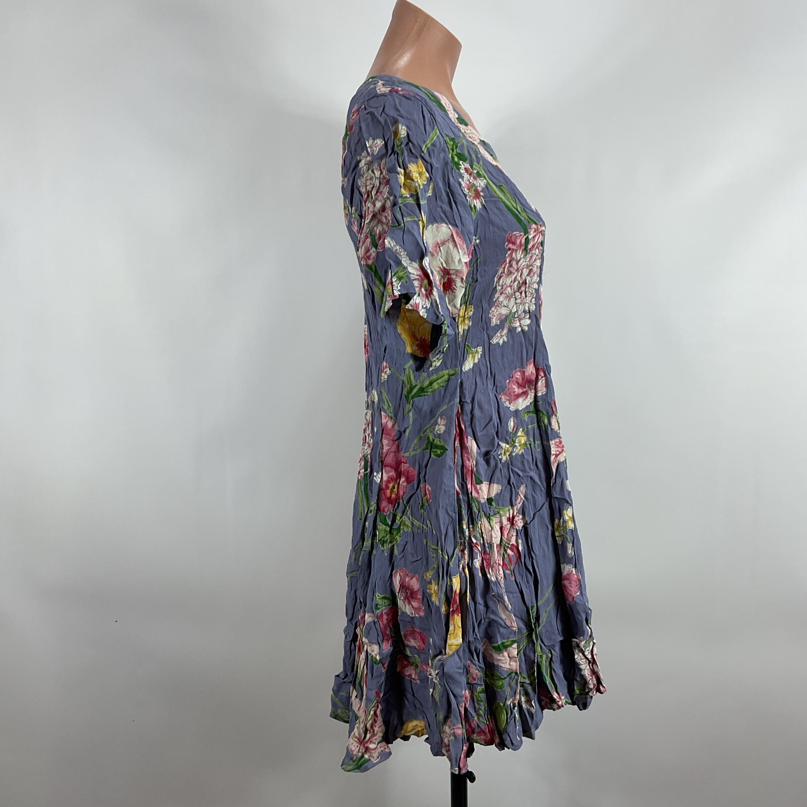 Romantic Skater Dress 90s Full Skirt Floral Starina Rayon Cottagecore Prairie