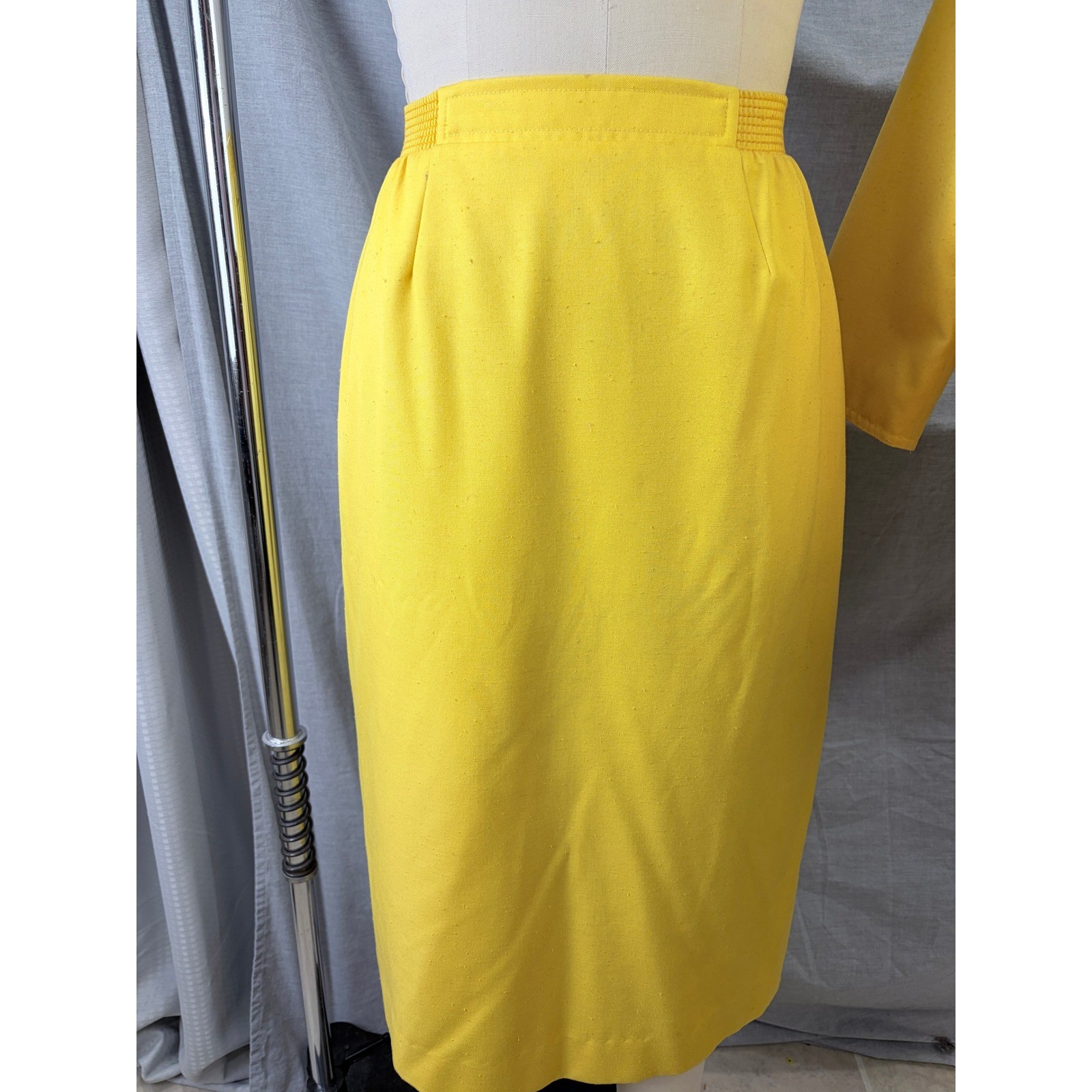 Vintage 80s Edith Flagg Three Flaggs Yellow Skirt Suit Skinner Couture Fabric 10