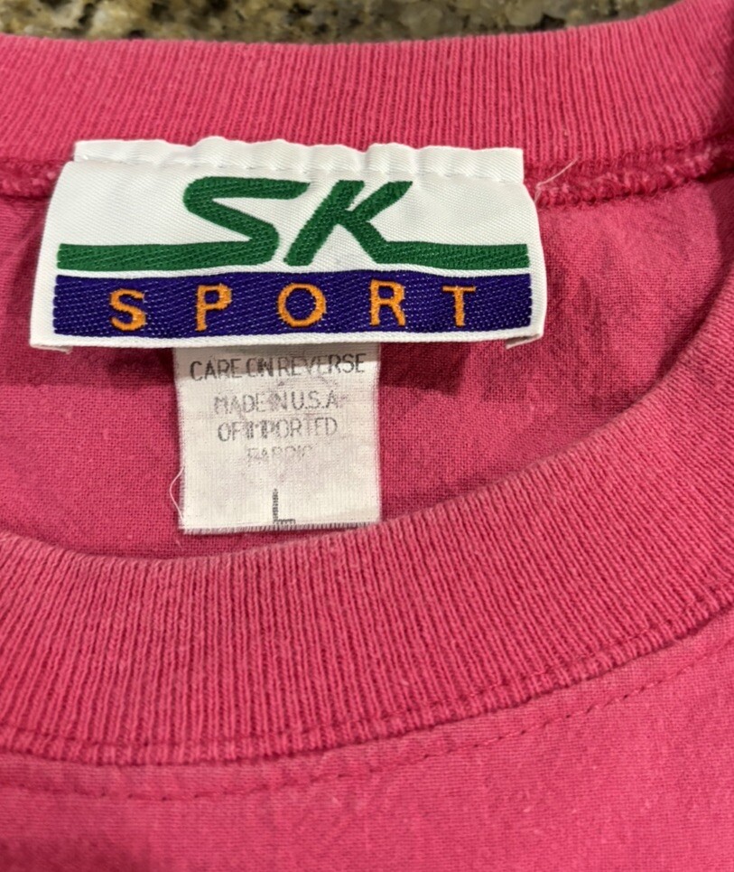 Vintage SK Sport Hot Pink Embroidered Floral Women’s Top 80s 90s Size L USA