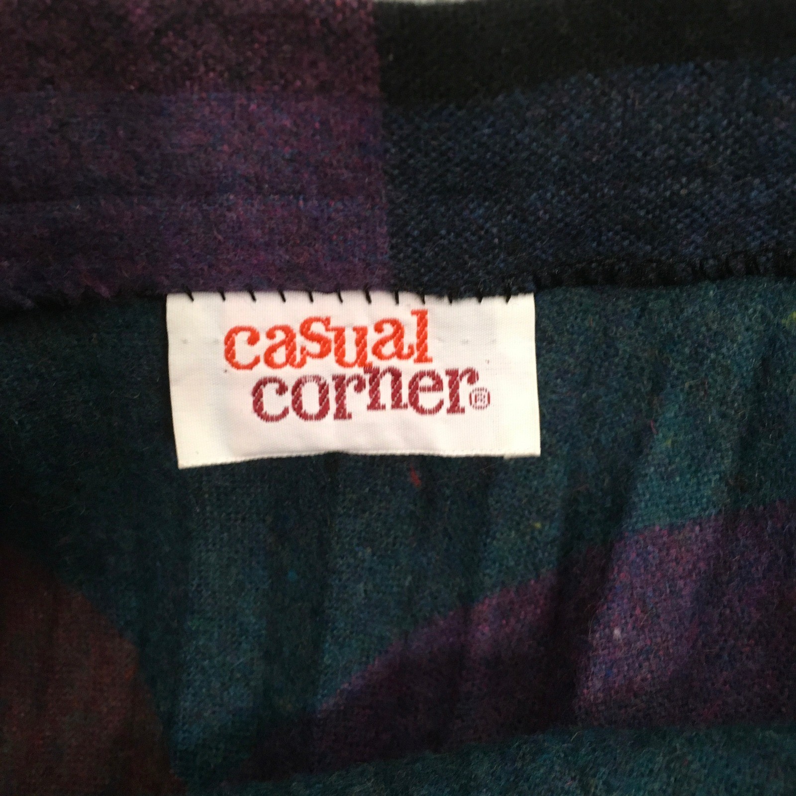Casual Corner Vintage Wool Pleated A-Line Midi Skirt Diamond Pattern