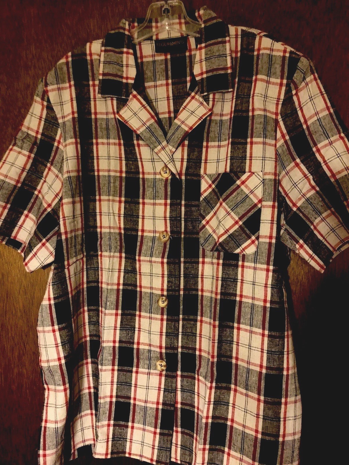Women’s size 18-20 short sleeve plaid linen blend Button Front Top Jacket