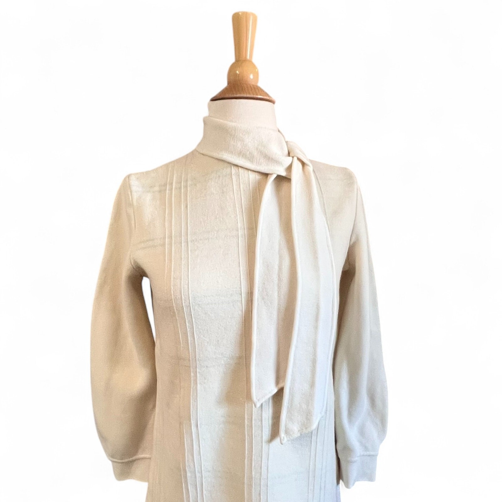 Vintage 60s Mod Ivory Wool Knit Tunic Marco Donati Hong Kong MCM Sz S