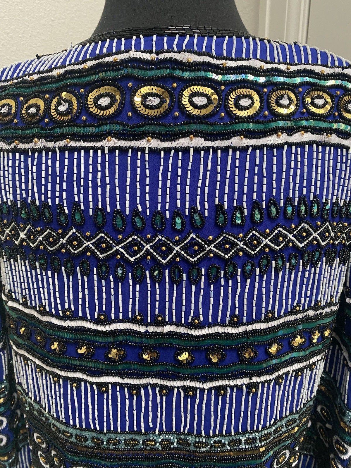 Stunning Vintage Beaded Blue Silk Jacket Niteline by Della Roufogali