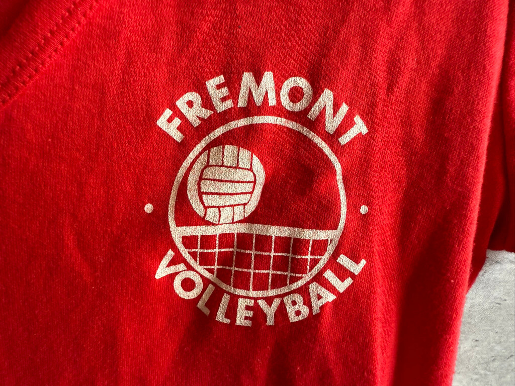 Vintage 1970s T-Flirt Durlene Designs Fremont Volleyball Red Polo Shirt Size M