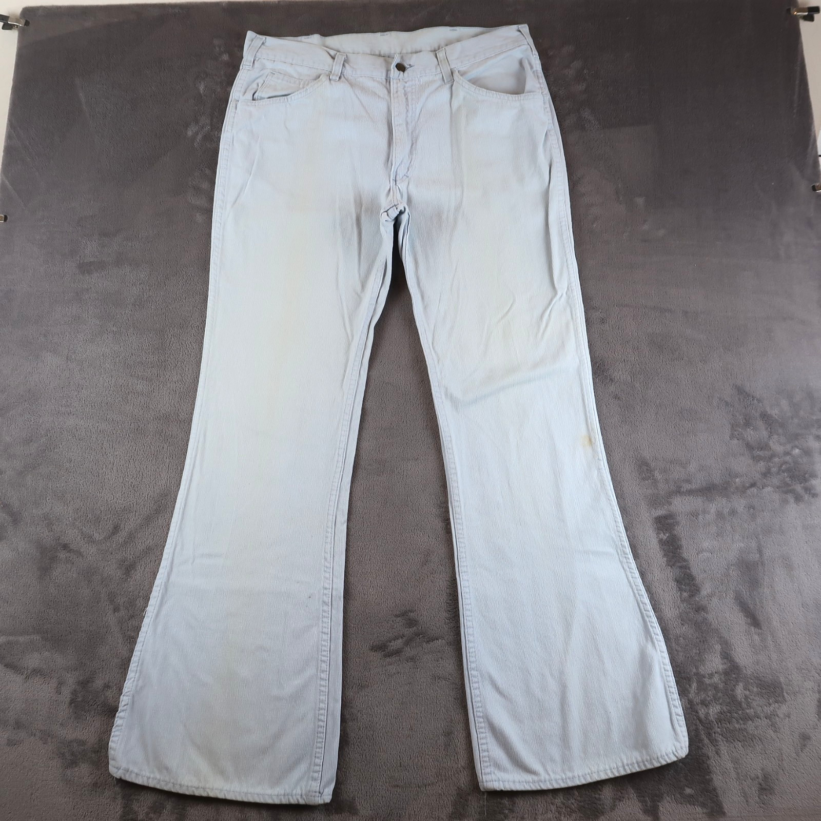 Vintage 70s Oshkosh B’Gosh 35×31 Powder Blue Corduroy Bell Bottoms Unisex Flare