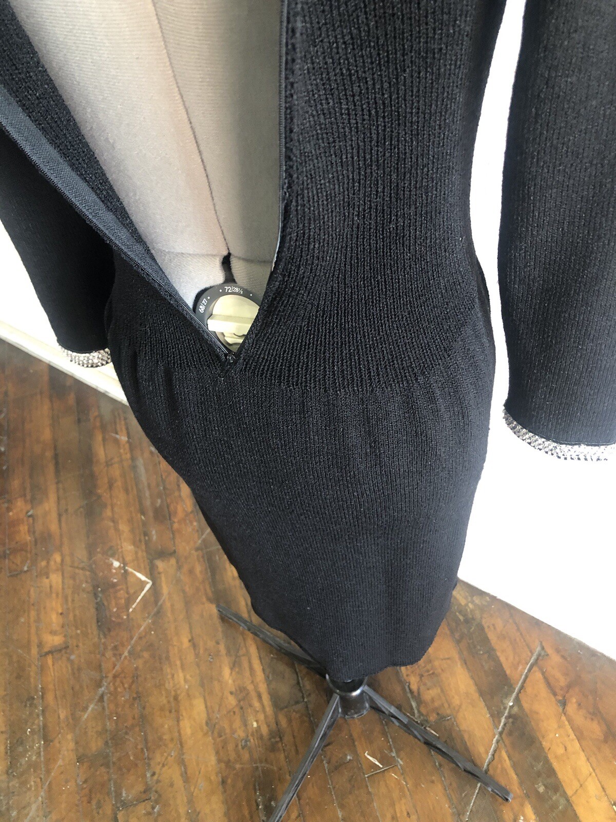 Vintage Black Knit Don Sayers For Wellmore Dress Silver Sequin Bow, *New Year’s
