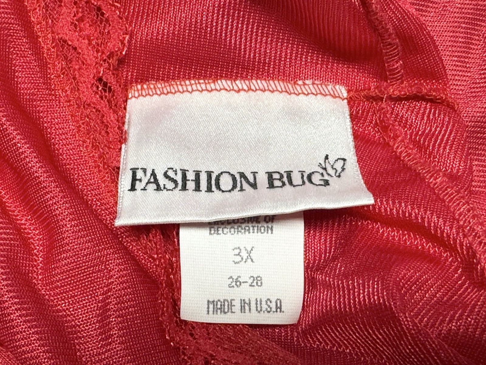 Vtg Fashion Bug Lace Swing Dress Red/Black Lace Sexy Sz 3X Nylon Fairy Silky