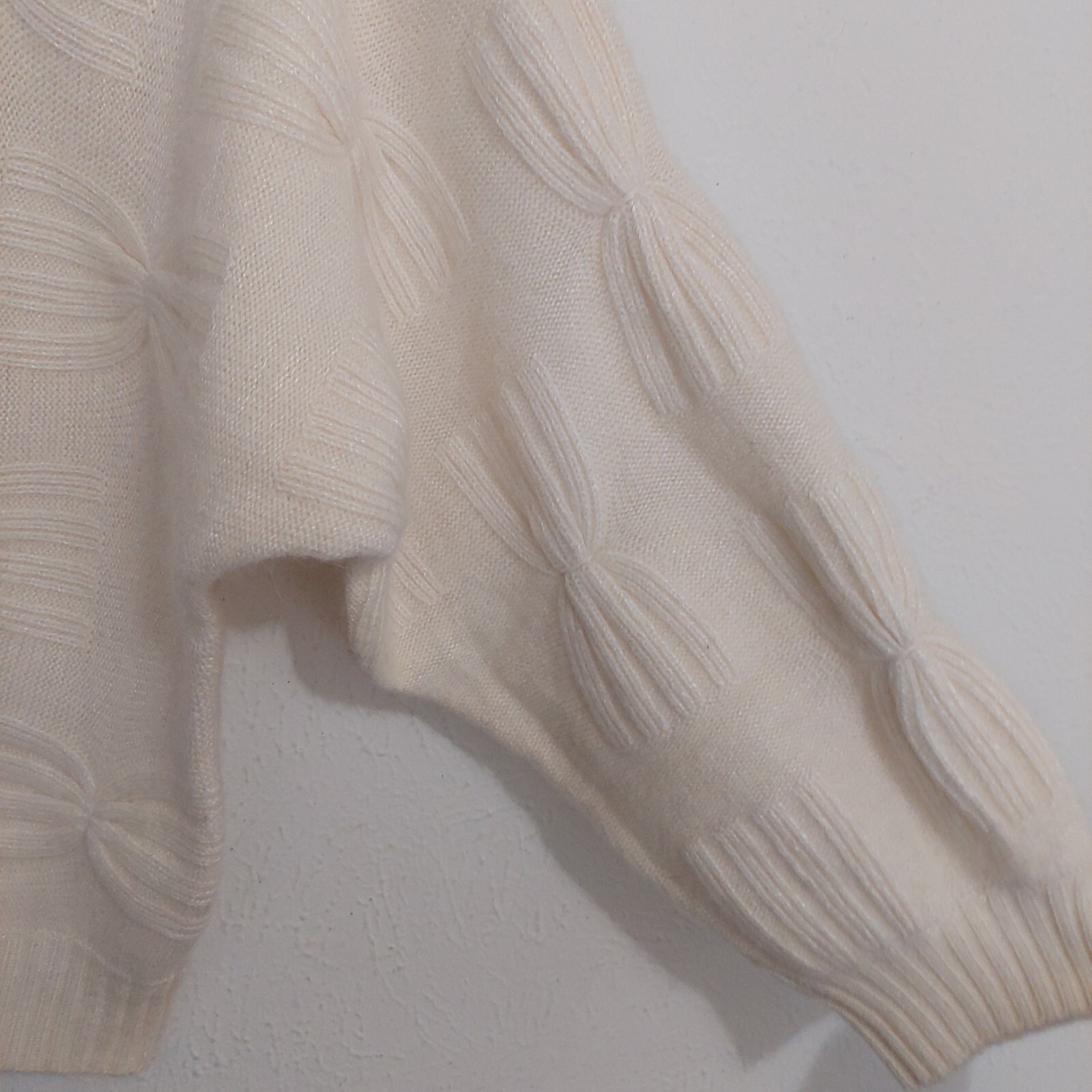 Schrader Vintage 80s Cream Knit Sweater Wool Angora Blend Butterfly Effect Sz M