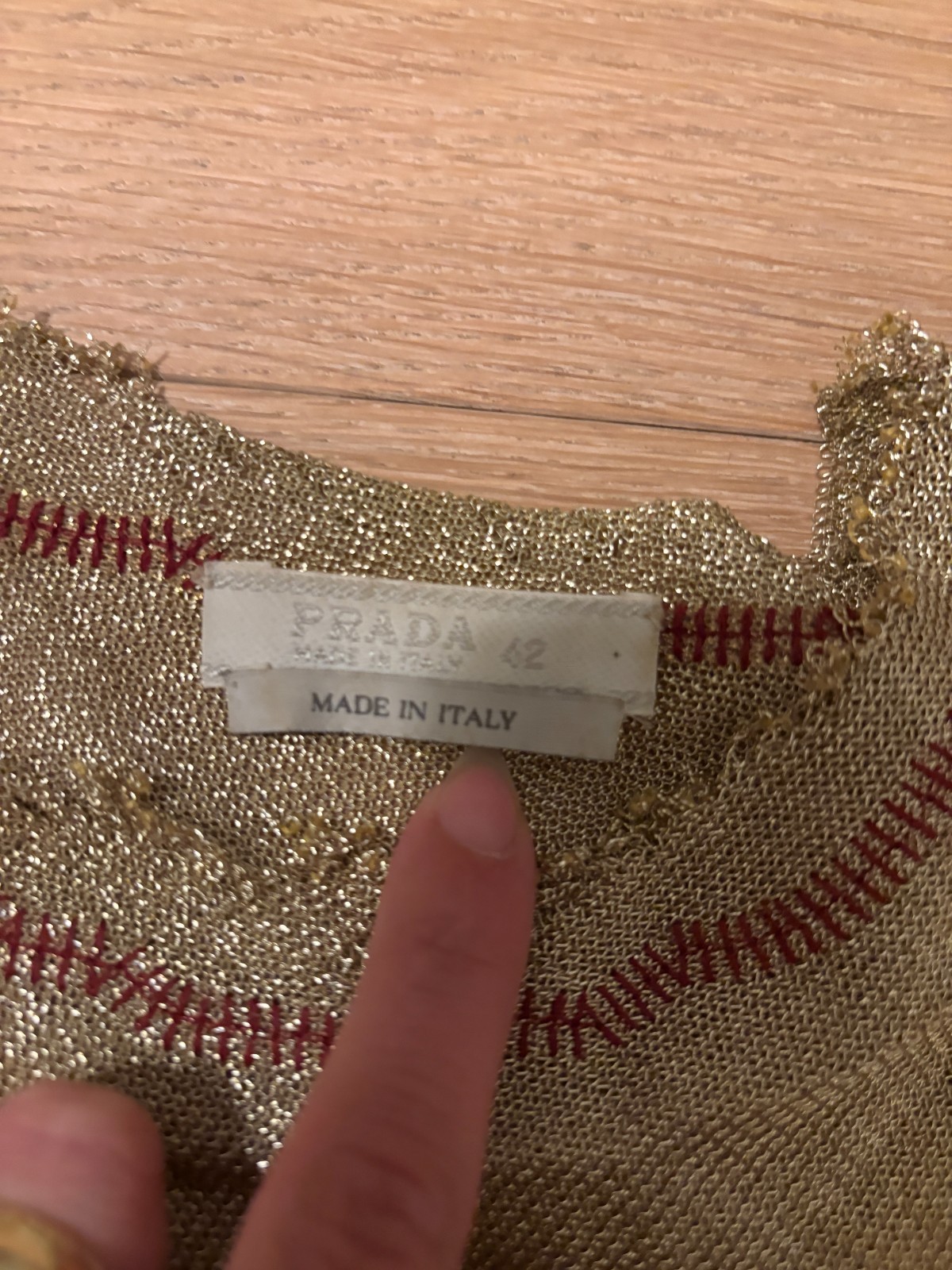Vintage Prada S/S 1999 Runway Sheer Metallic Gold Tank Top Size 42