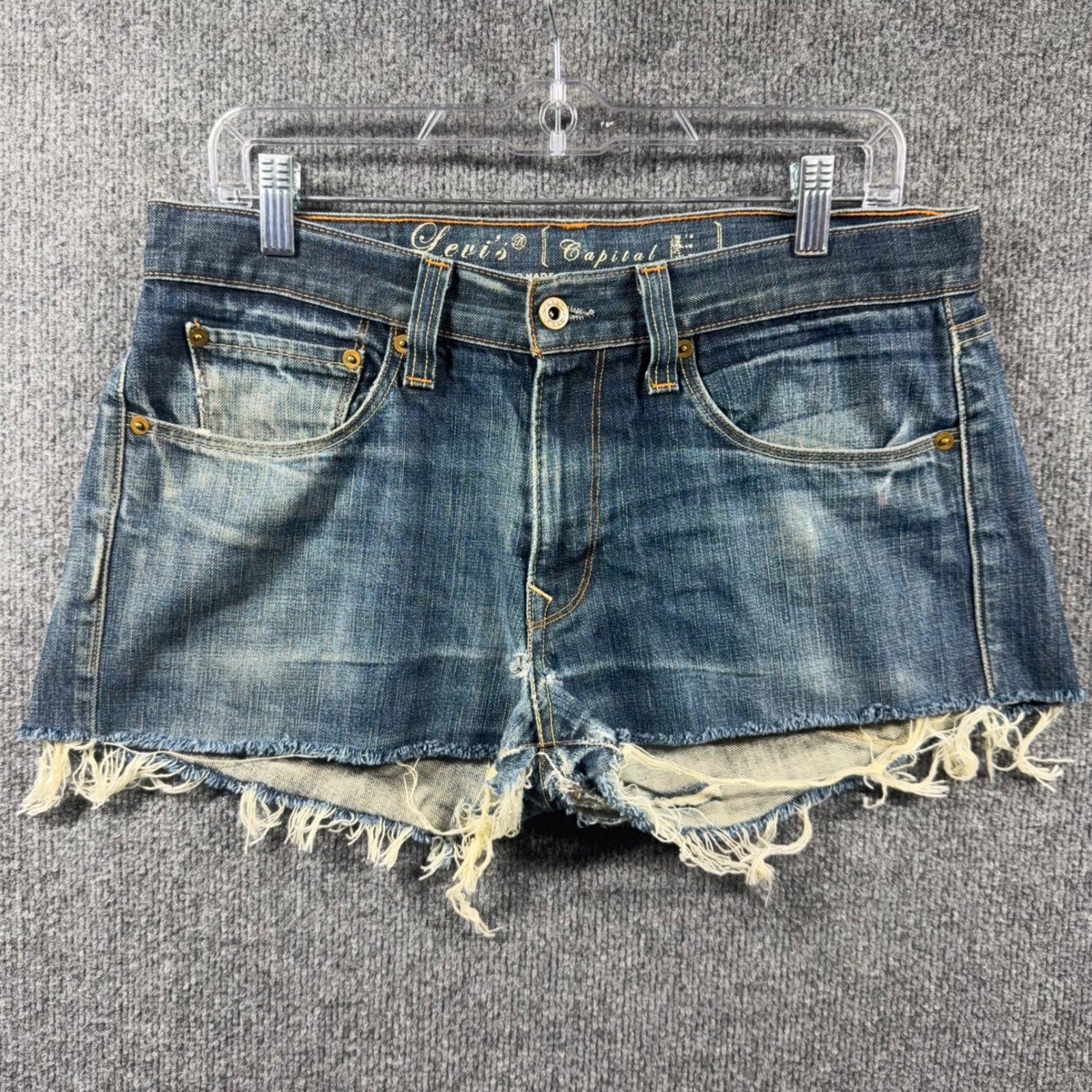 Vintage LEVIS Jeans W32 Hesher Hand Made in the USA Y2K Distressed Hem