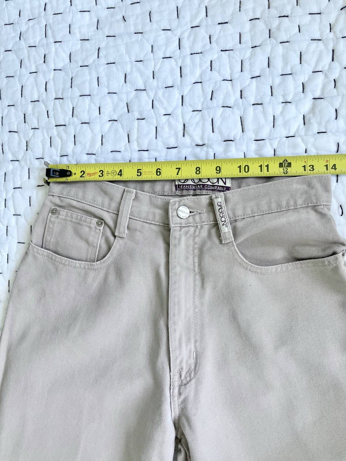 Vintage 28 X 30 Jeans Wide Leg High Waist 80s 90s Taupe Stone Sasson VGUC