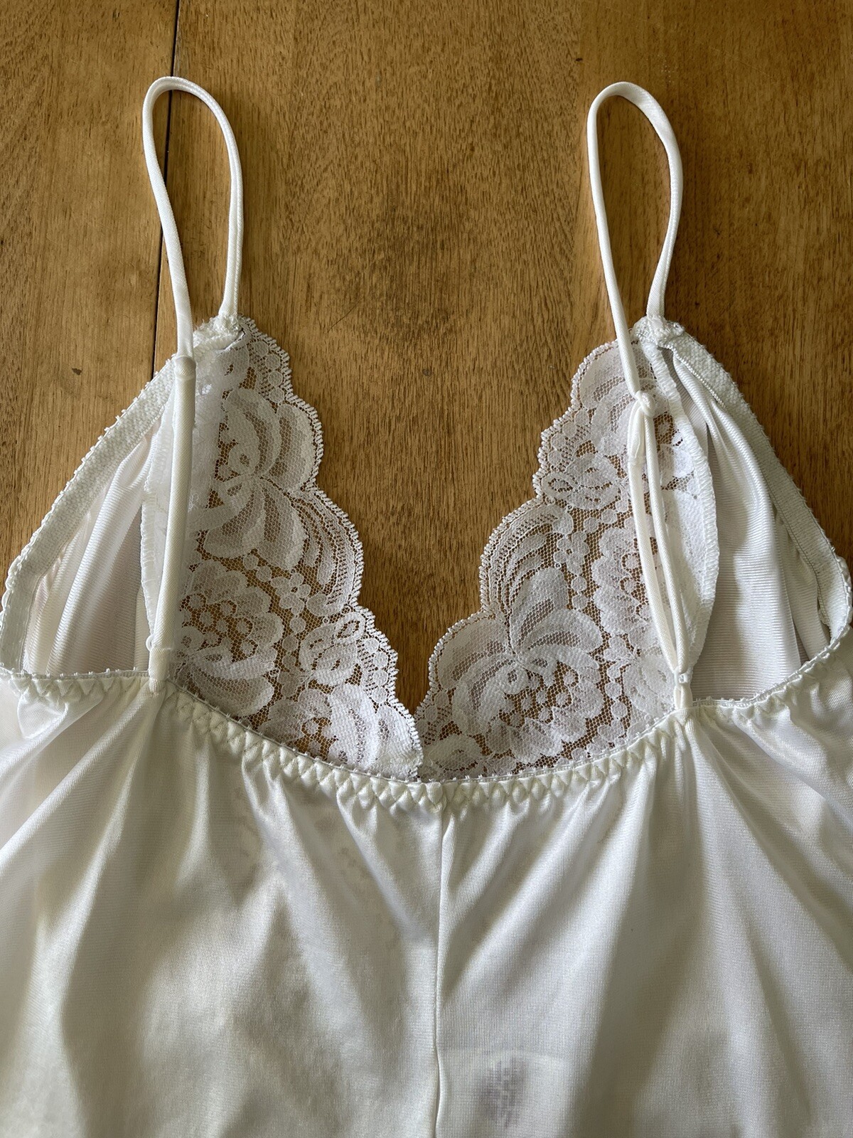 Vintage Darling Lingerie Semi Sheer Nylon Lace Slip Dress Size S Cottagecore