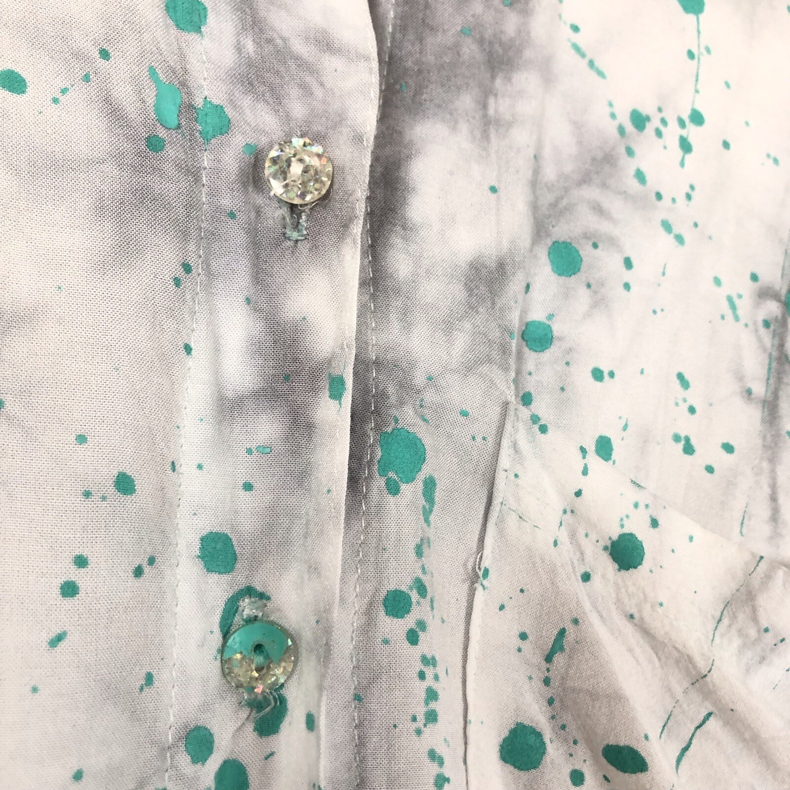 Vtg 90s Abstract Print Tie Dye Colorful Paint Splatter Art to Wear Size L Grunge