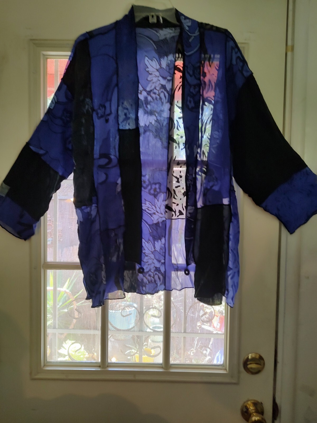 citron santa monica large Silk Open Front Light Weight Vintage Jacket, Cover Up,