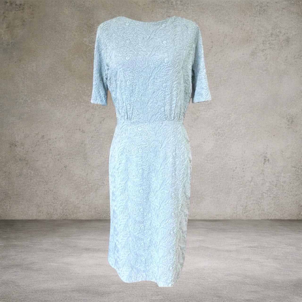 Vintage 60s Mel Naftal Dress Womens Blue Secretary Madmen Pencil Dress Soutache