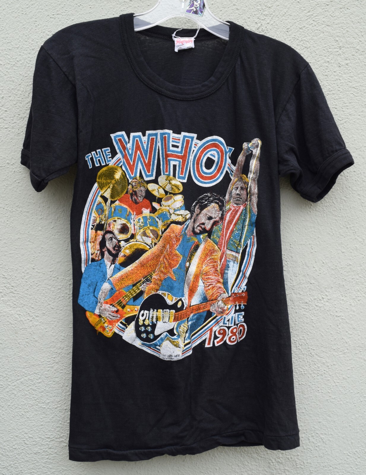 Vintage THE WHO Live 1980 Keith Moon Tribute Concert Graphic T-Shirt Band Music