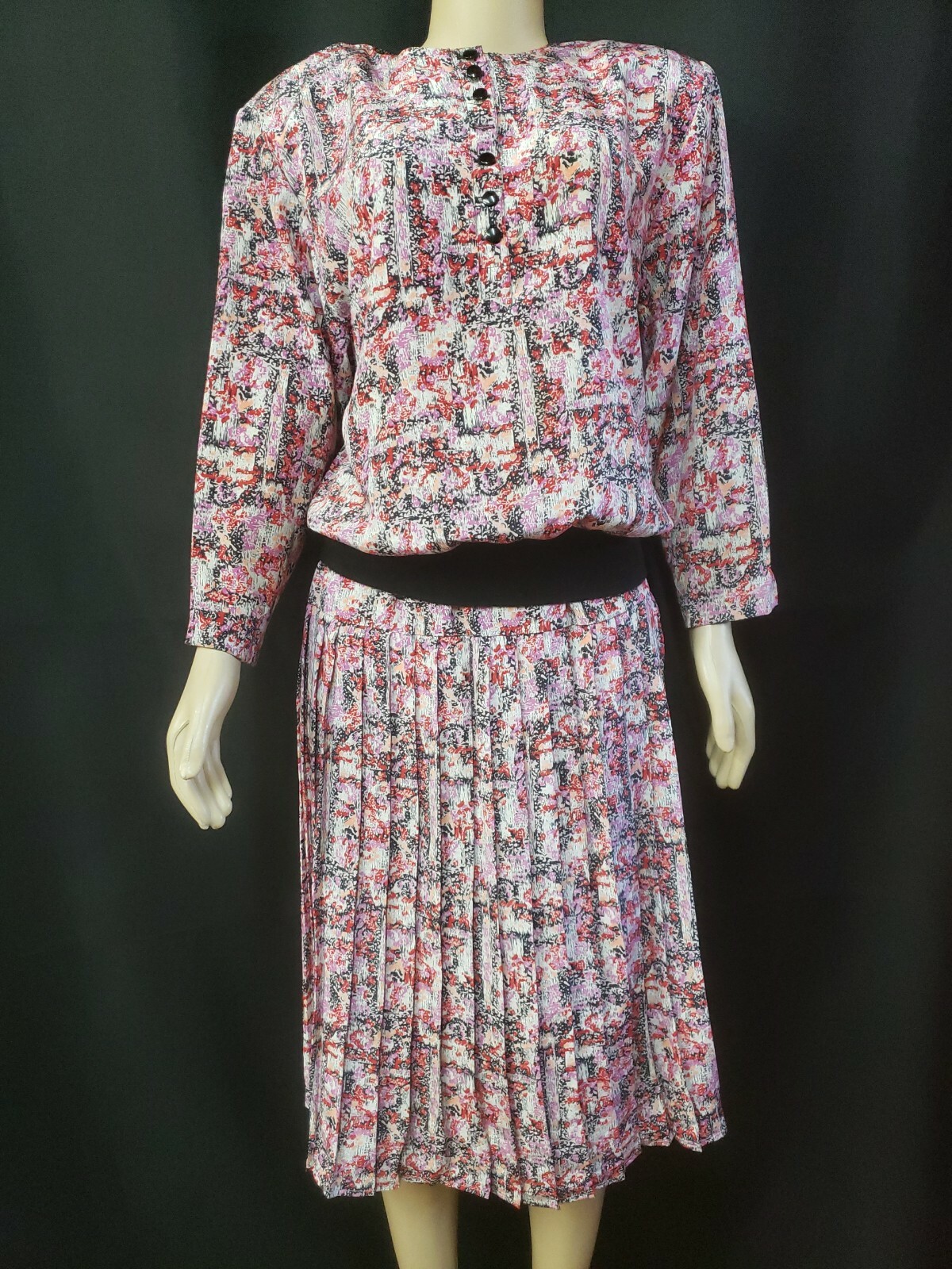 DG California VTG Skirt Suit DRESS Women’s Sz M? PINK MULTICOLOR POLYESTER #W2