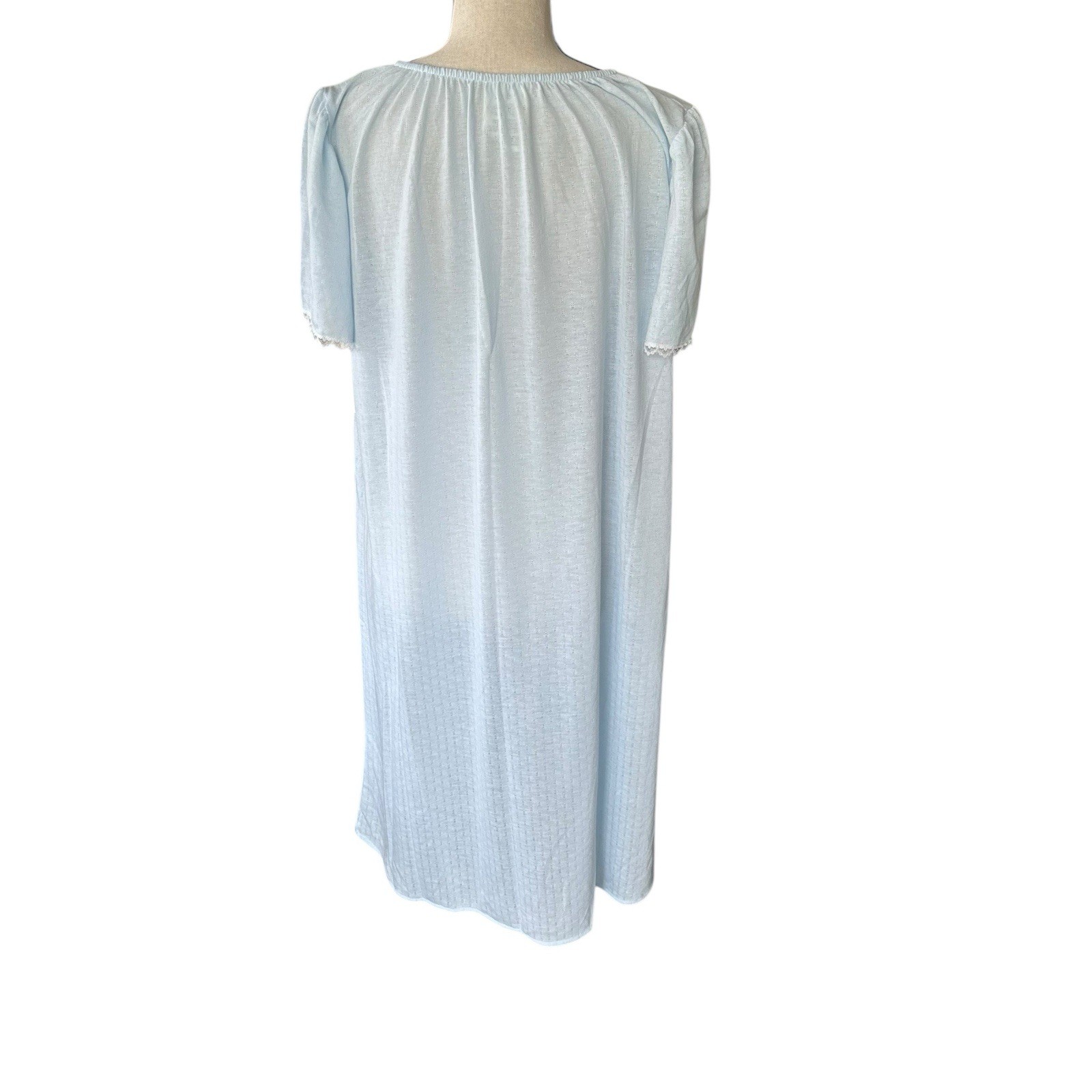 Vintage Sears Carriage Court Nightgown Blue Lace Trim Large Deadstock NWT 80s