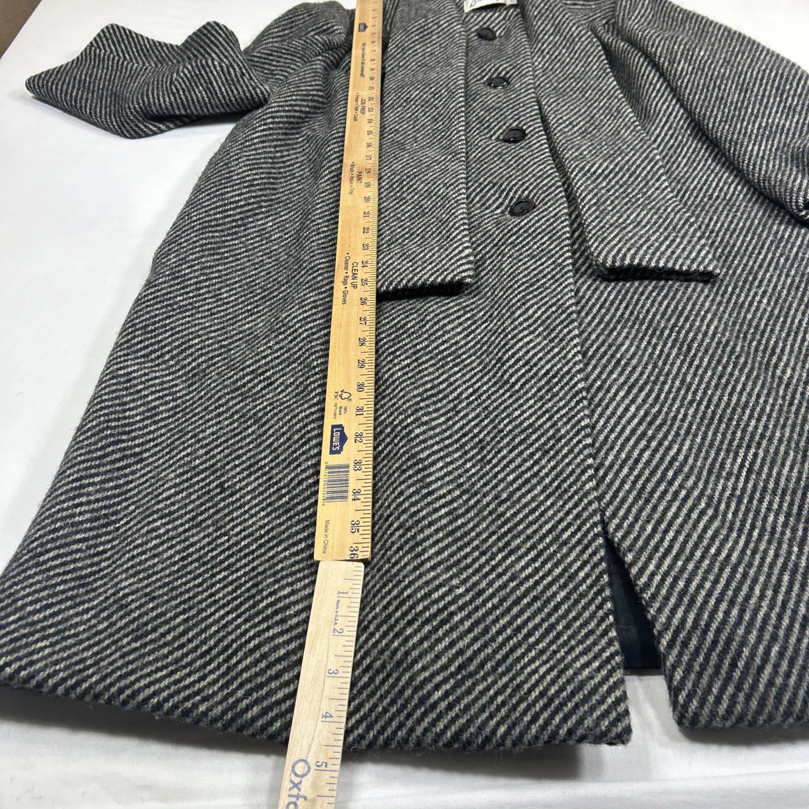 Vintage Bromleigh Coat ILGWU Union Made Gray Stripe Scarf Pure Wool Small/Medium