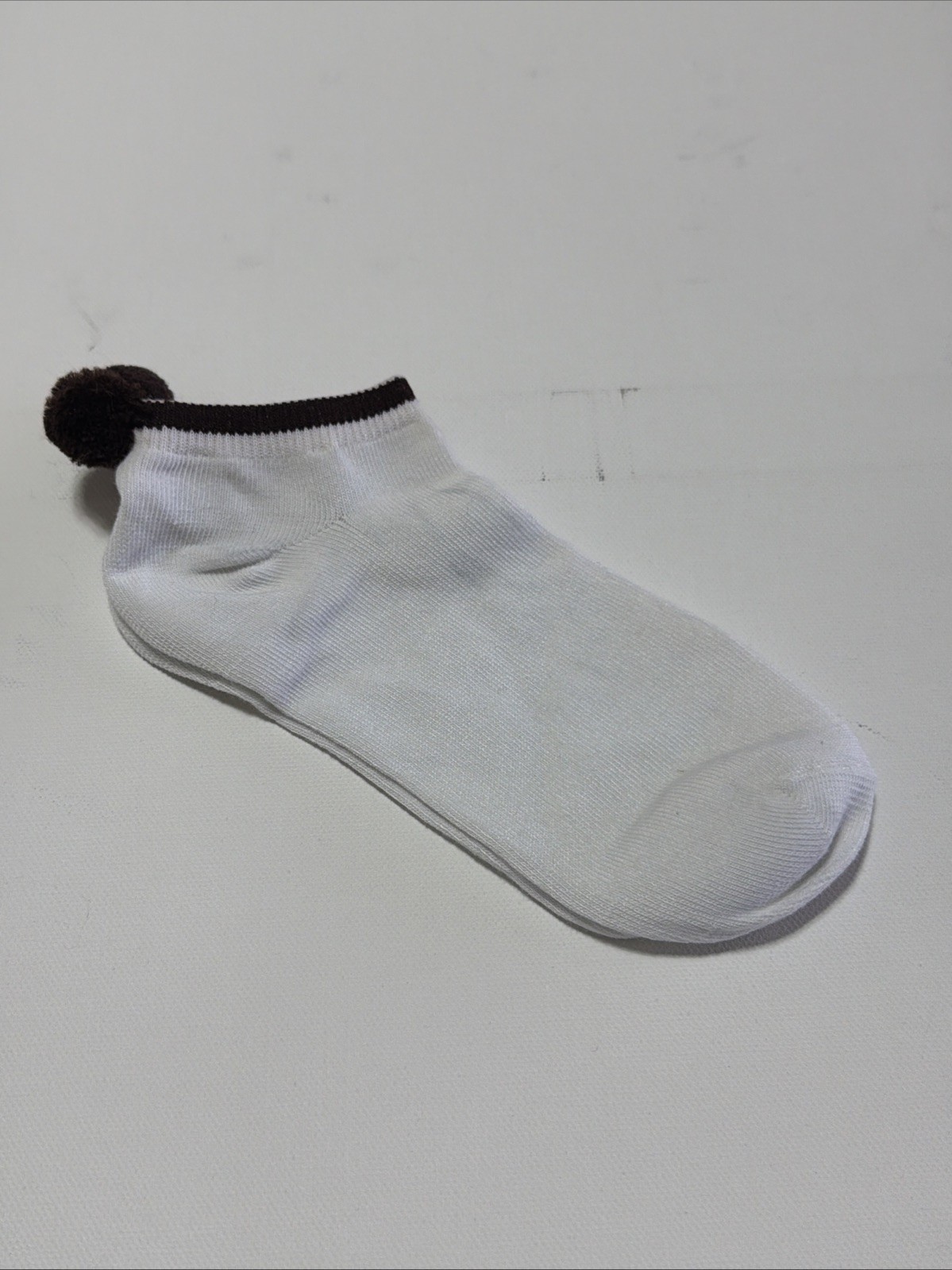 VTG Socks Women’s Brown 80’s Pom Sockettes 7-9 White NOS Acrylic Blend Nylon