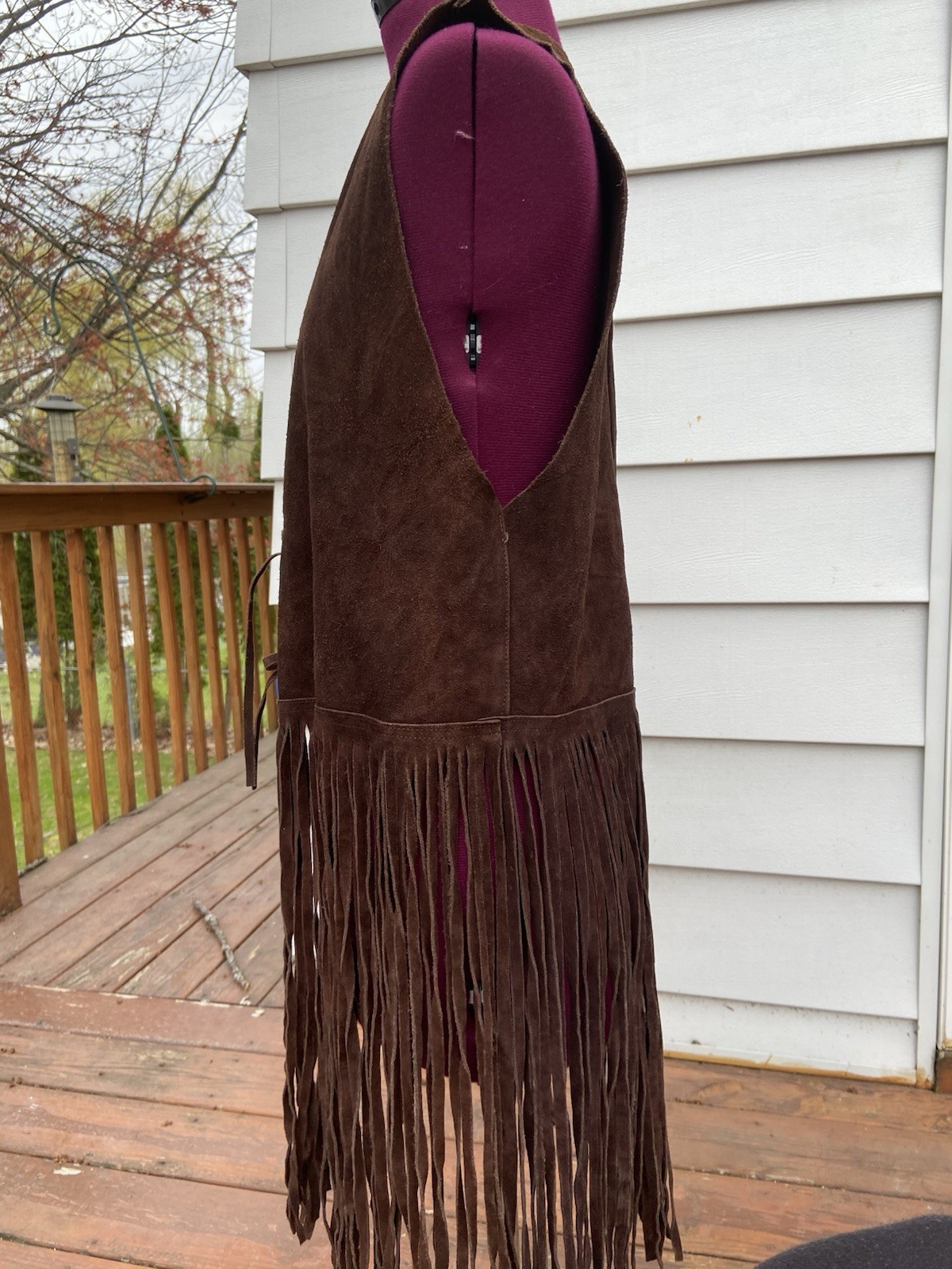 Vintage Gaitan Brown Leather Fringe Vest Made in Mexico Size Approximately Small