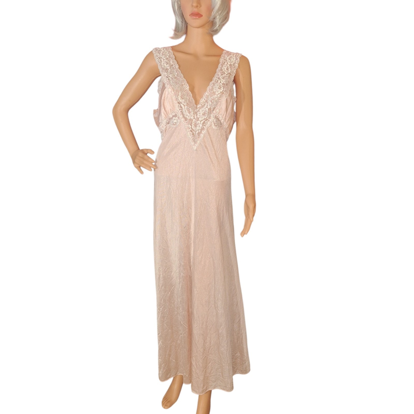 Vtg Jill Andrea of New York Pink Sheer Lace Peignoir Set Coquette Cottagecore