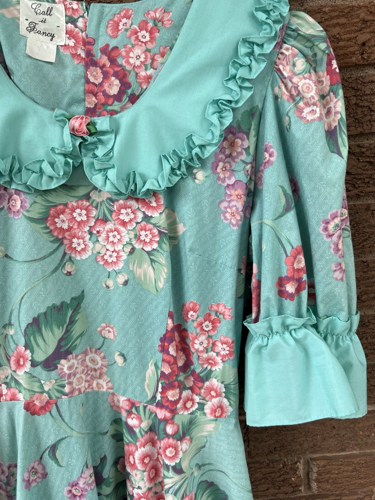 80s Vintage Floral Prairie Dress Teired Ruffle Hem CottageCore Tea Party Sz 10
