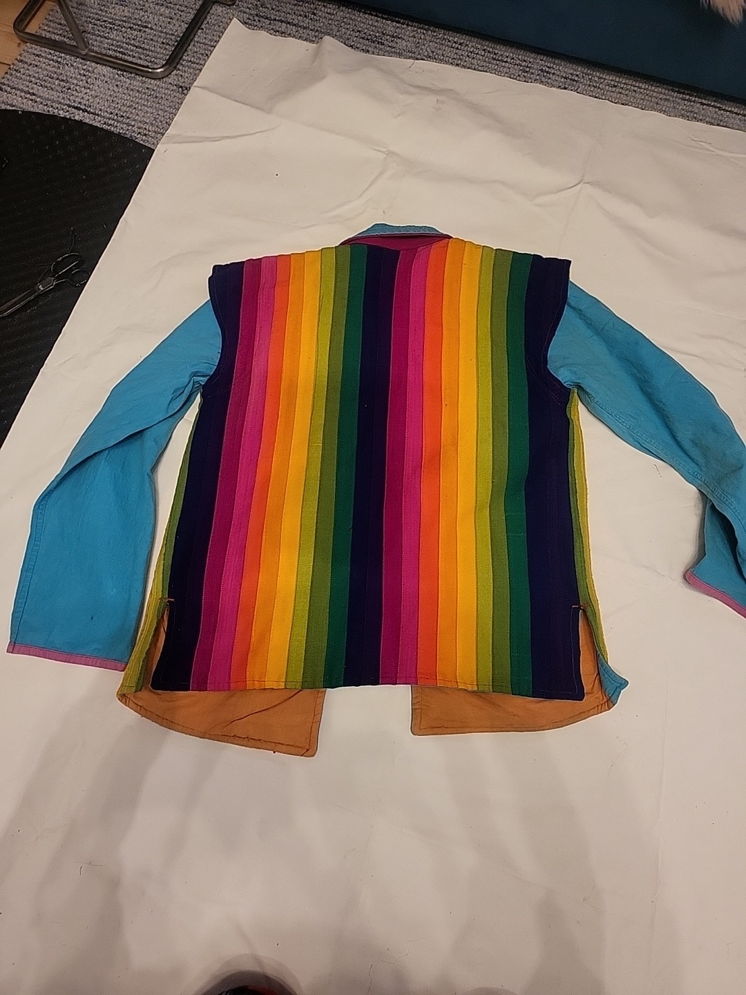 Vintage 80s Space Island Light Industry Rainbow Hand Woven Reversible Jacket L