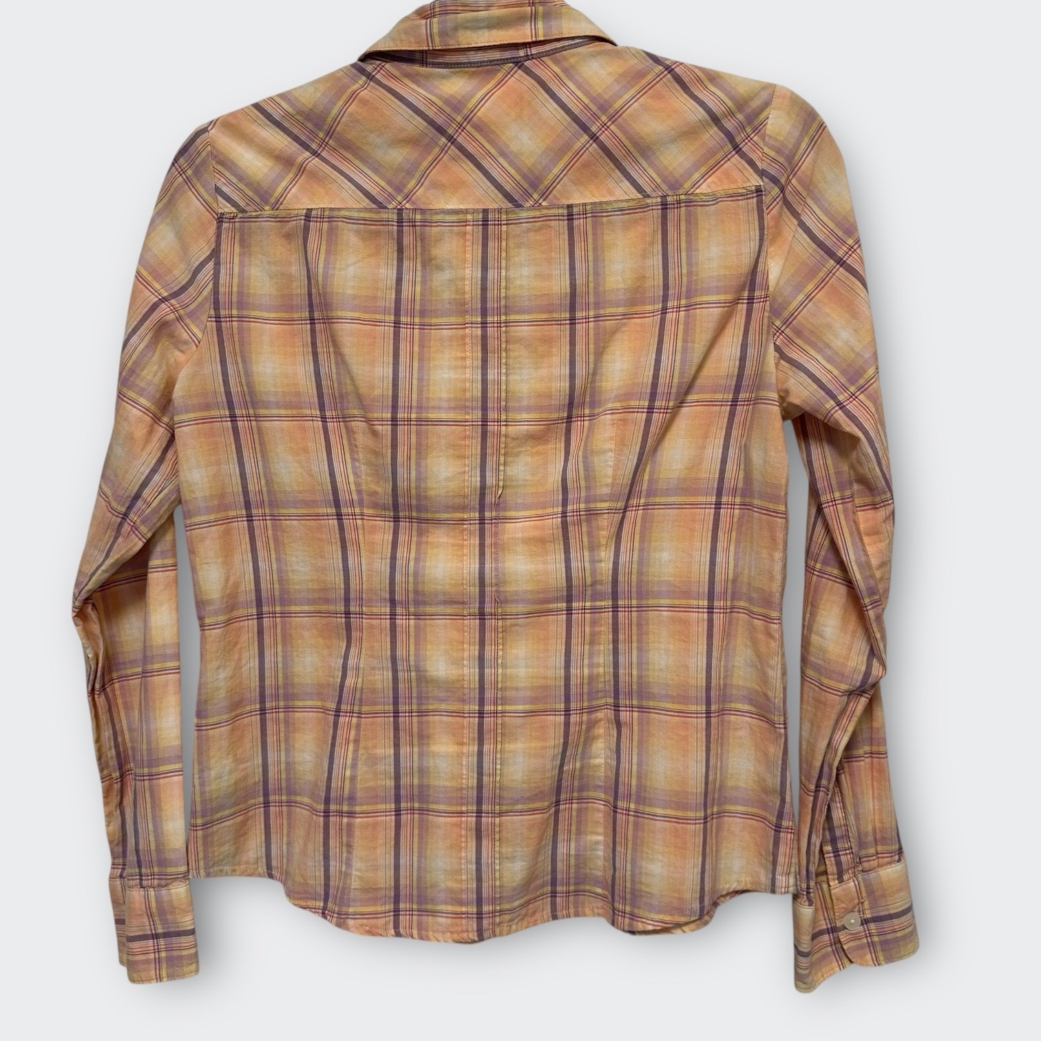 Vintage Dockers Peach Plaid Button Down Western Shirt S Rodeo Y2K 90s Cowgirl