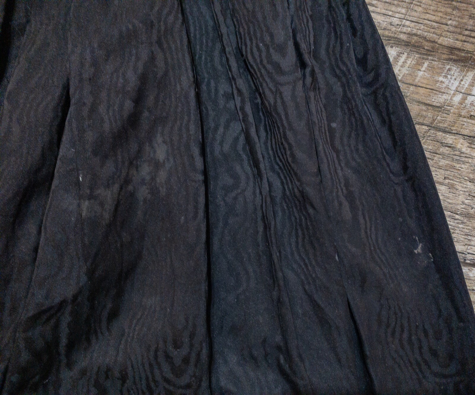 Vintage Pleated Black Skirt Womens 1930s 1940s 1950s Antique Era Zipper Button