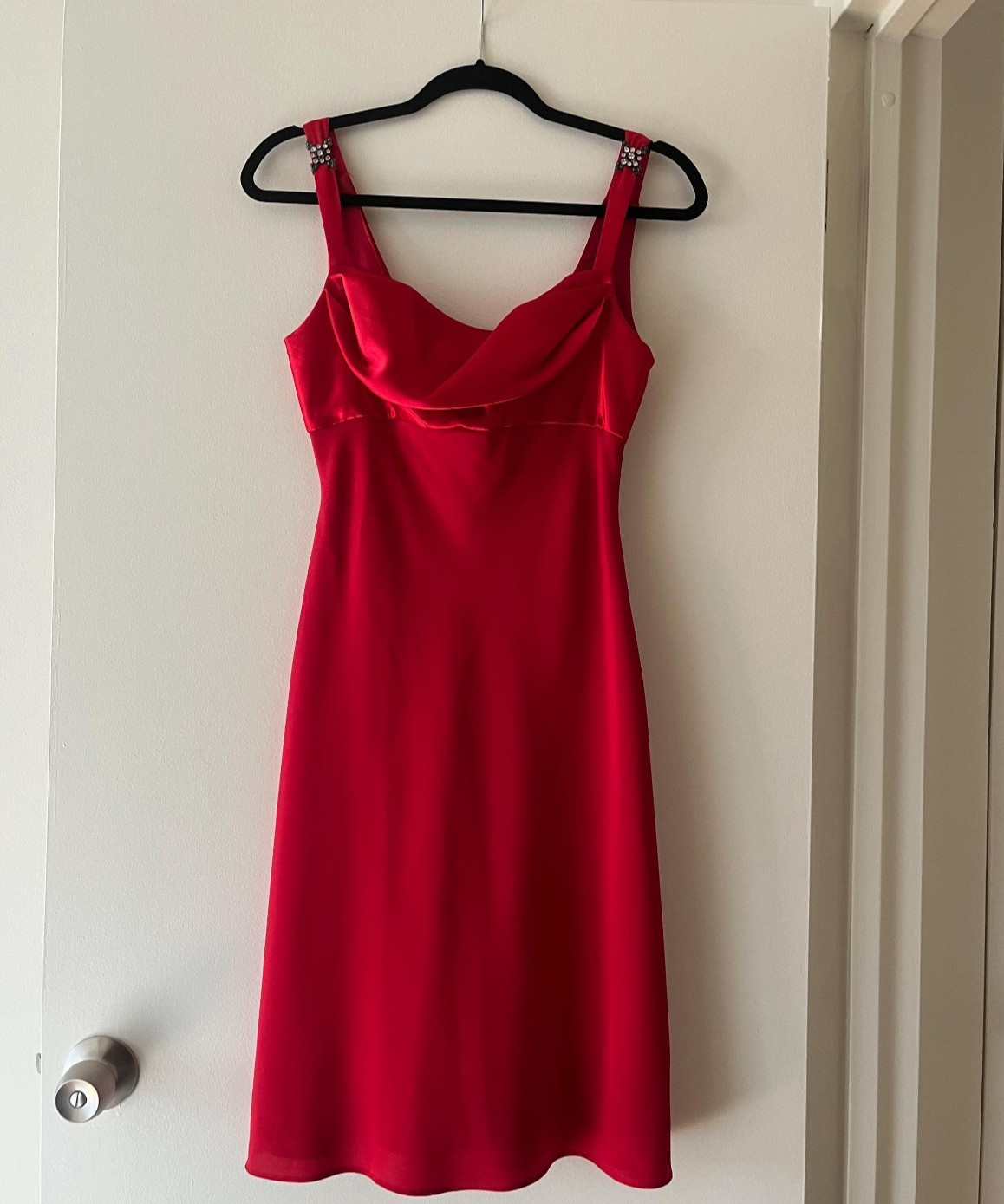 Eureka Red Cowl Neck Dress – Size Small – Excellent vintage Made in USA