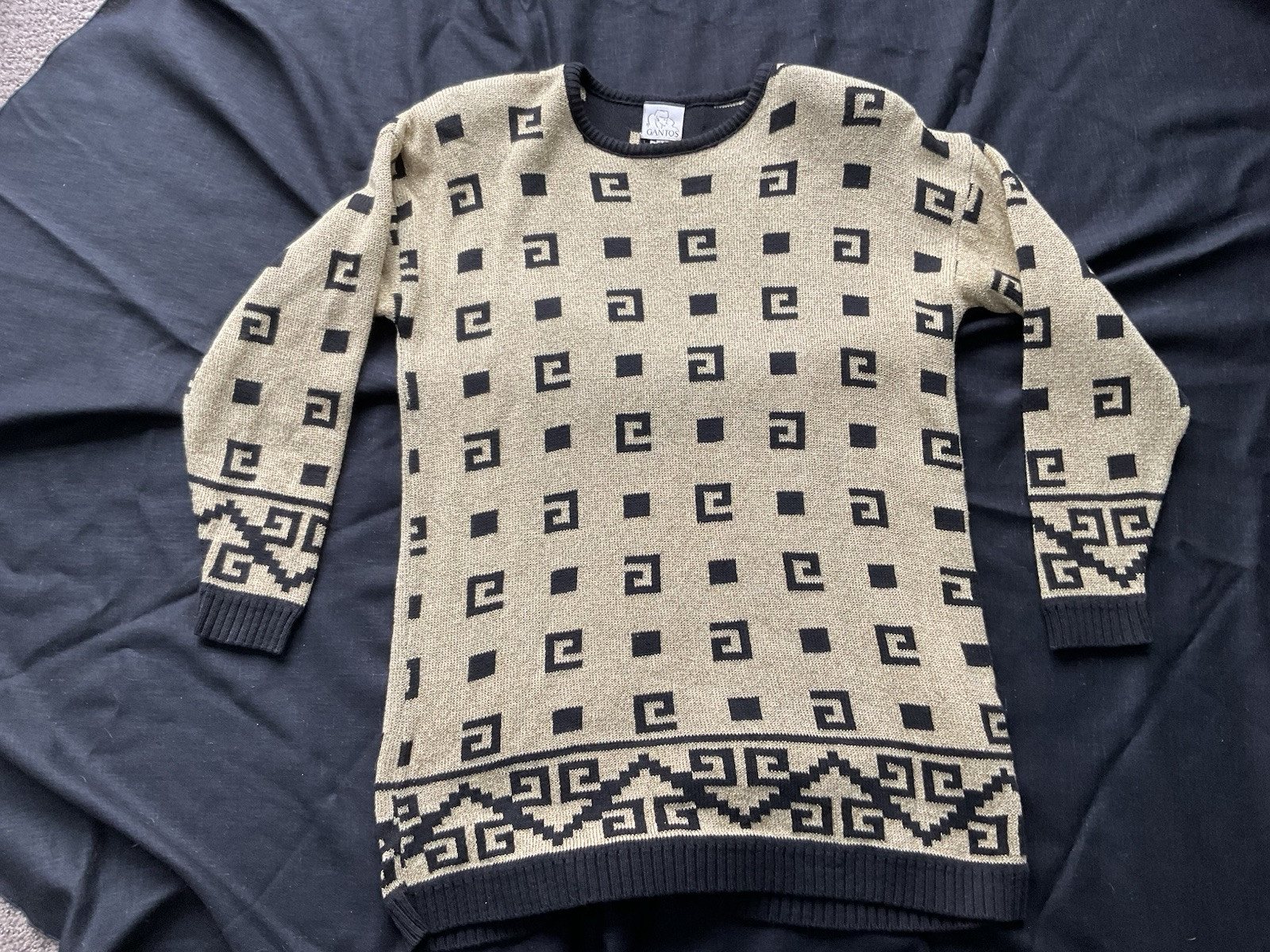 Vintage GANTOS Gold & Black Sweater M 1980’s