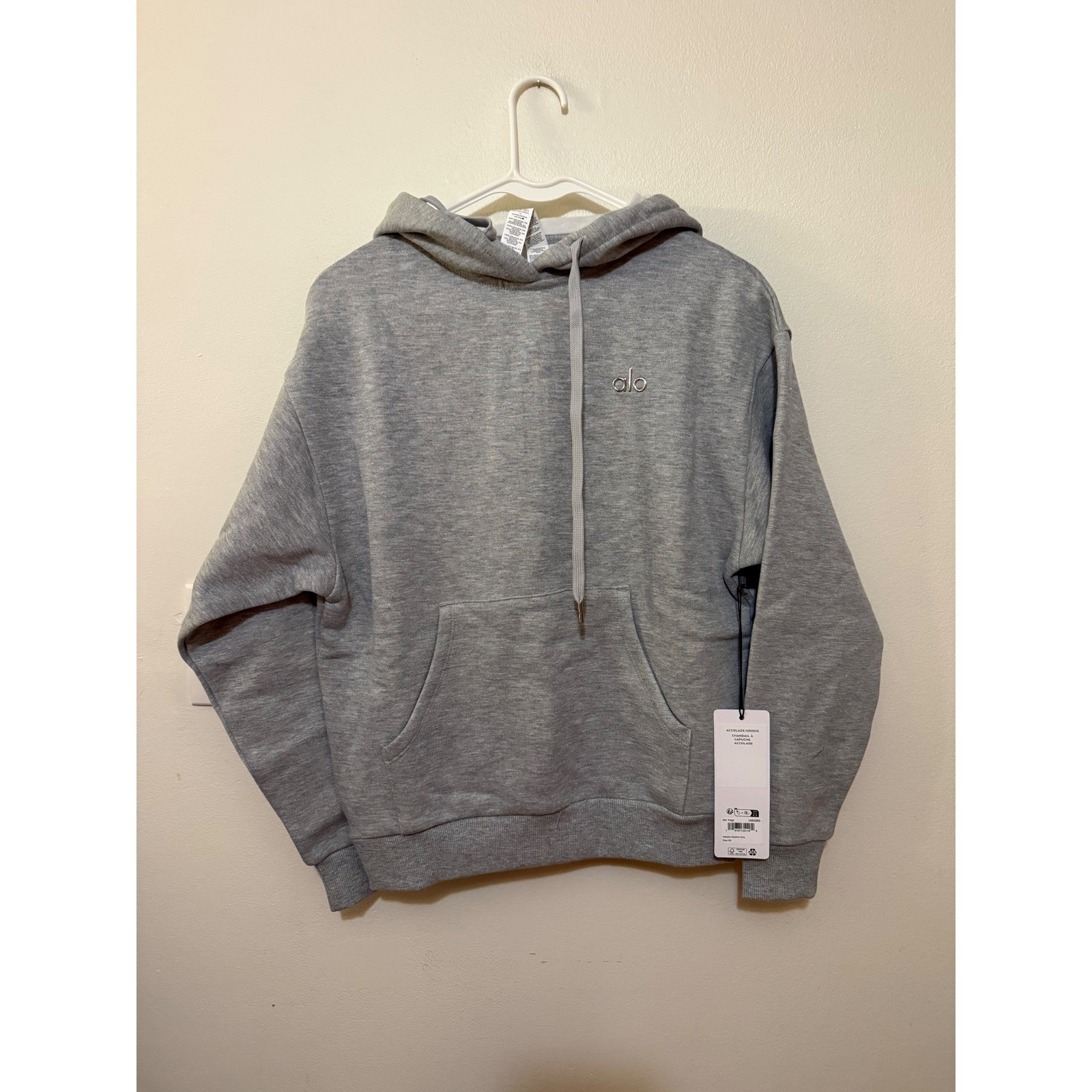 Alo Accolade Hoodie Athletic Heather Gray Size XS Unisex NWT $148 MSRP