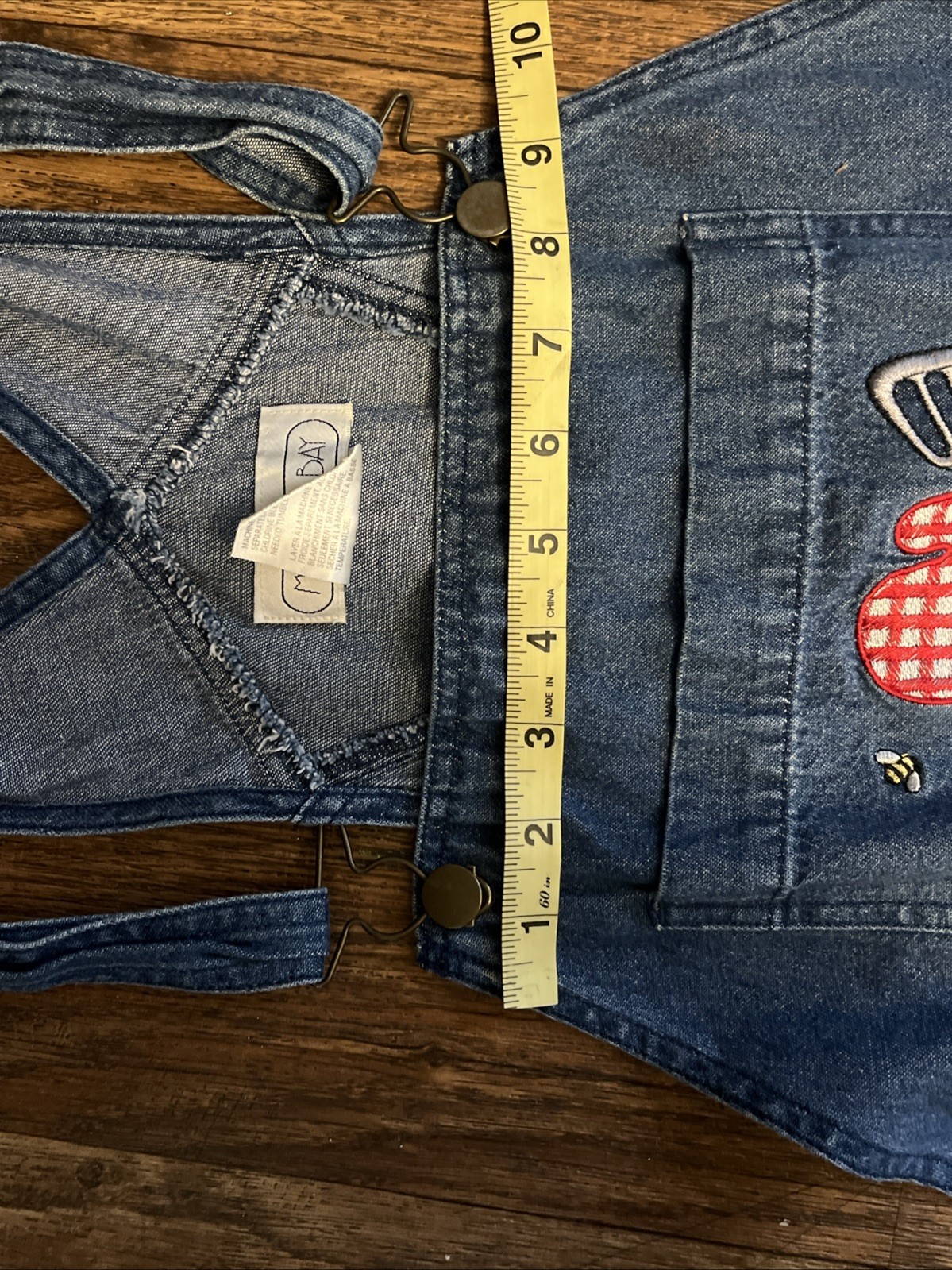 Mandal Bay Vintage 90s Denim Overalls XXL Applique Heart Hotdog Mustard Bee W