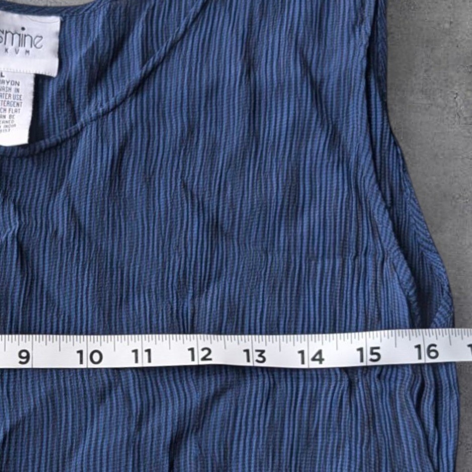 Vintage 90s Jasmine by KVM Navy Blue Crinkle Rayon Tiered Maxi Dress L