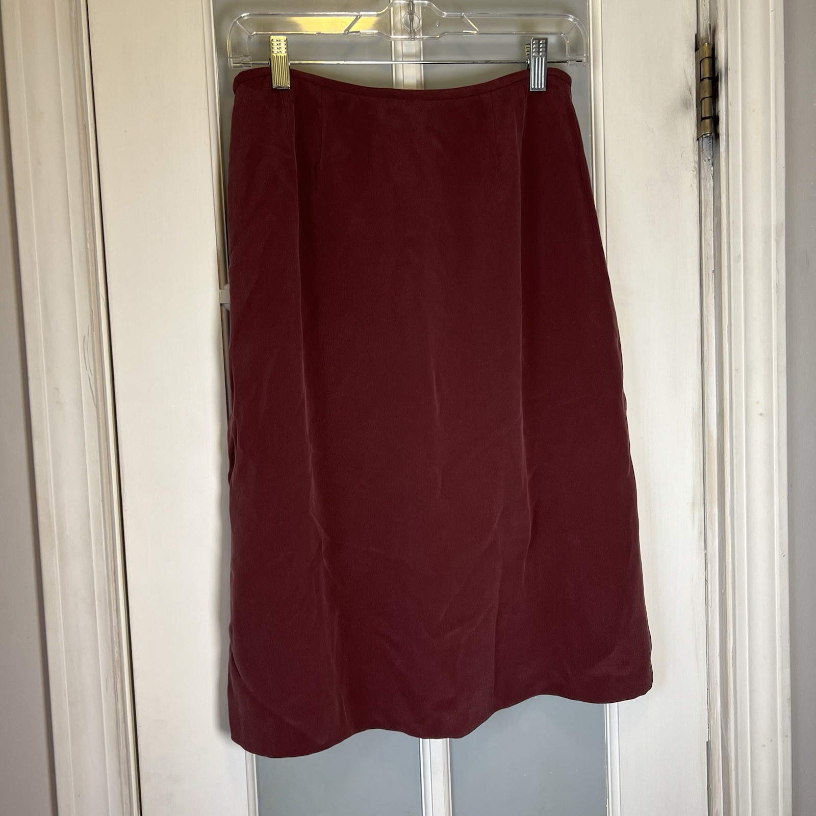 Vintage 90s Y2K 100% Silk Skirt Size 8 Dark Red Fairy Core Whimsygoth Grunge