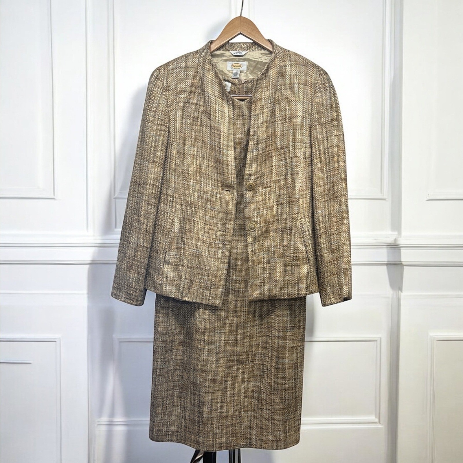 Talbots Womens Tweed Sheath Dress & Suit Jacket Italian Fabric Vintage 10/12