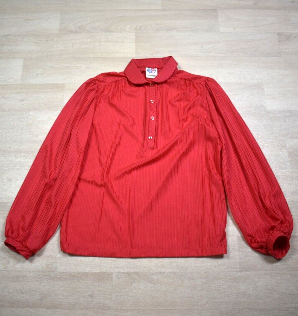 70s Land n Sea Long Sleeve 1/4 Button Polyester VTG USA Made