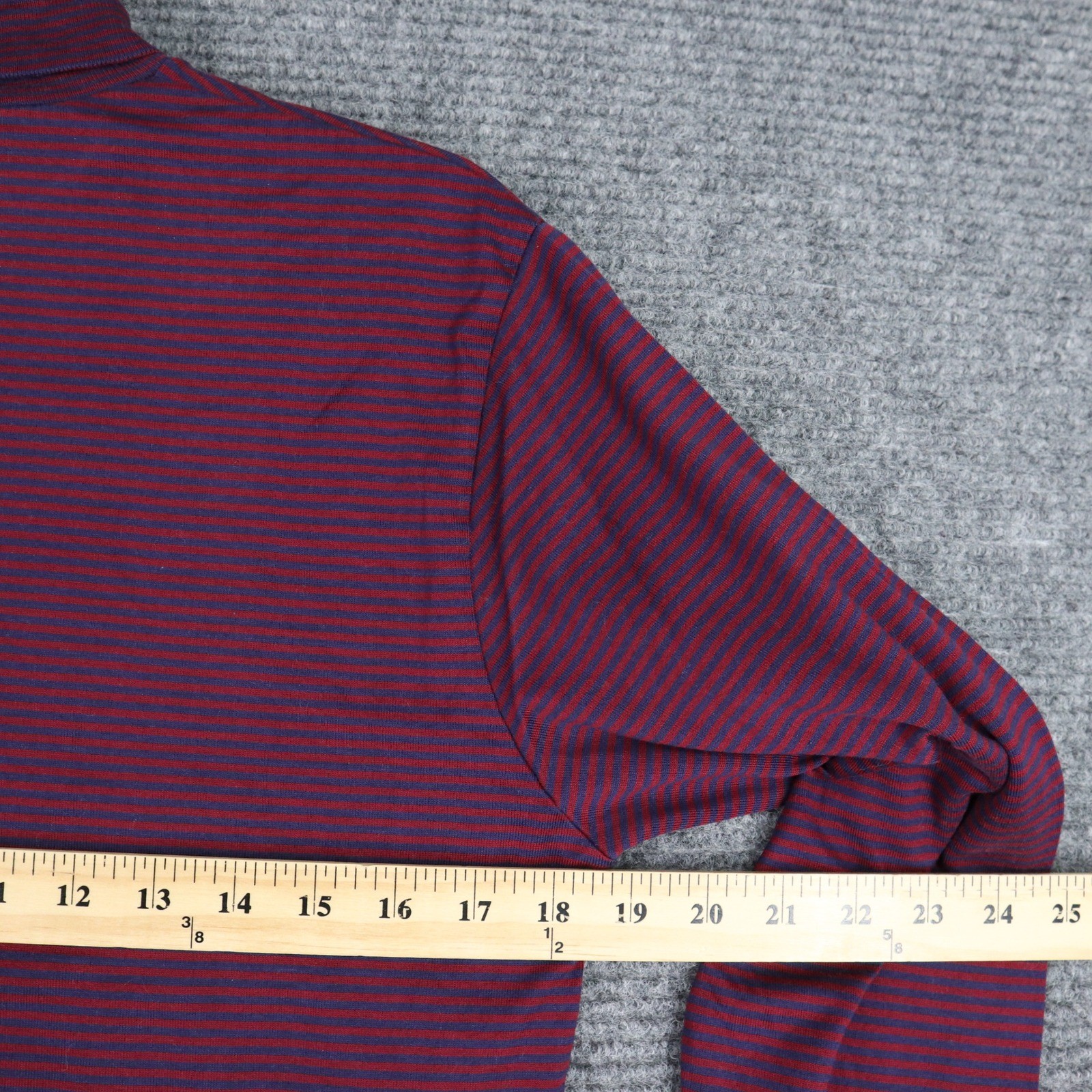 Vintage 90s Lands End Turtleneck M Cotton Red Blue Striped USA Made Normcore