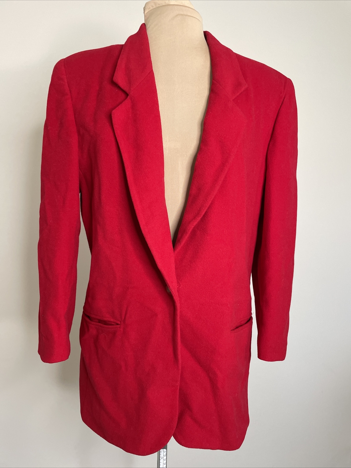 Vintage Casablanca Womens Blazer Red Jacket Wool Cashmere Sz 10 Lined