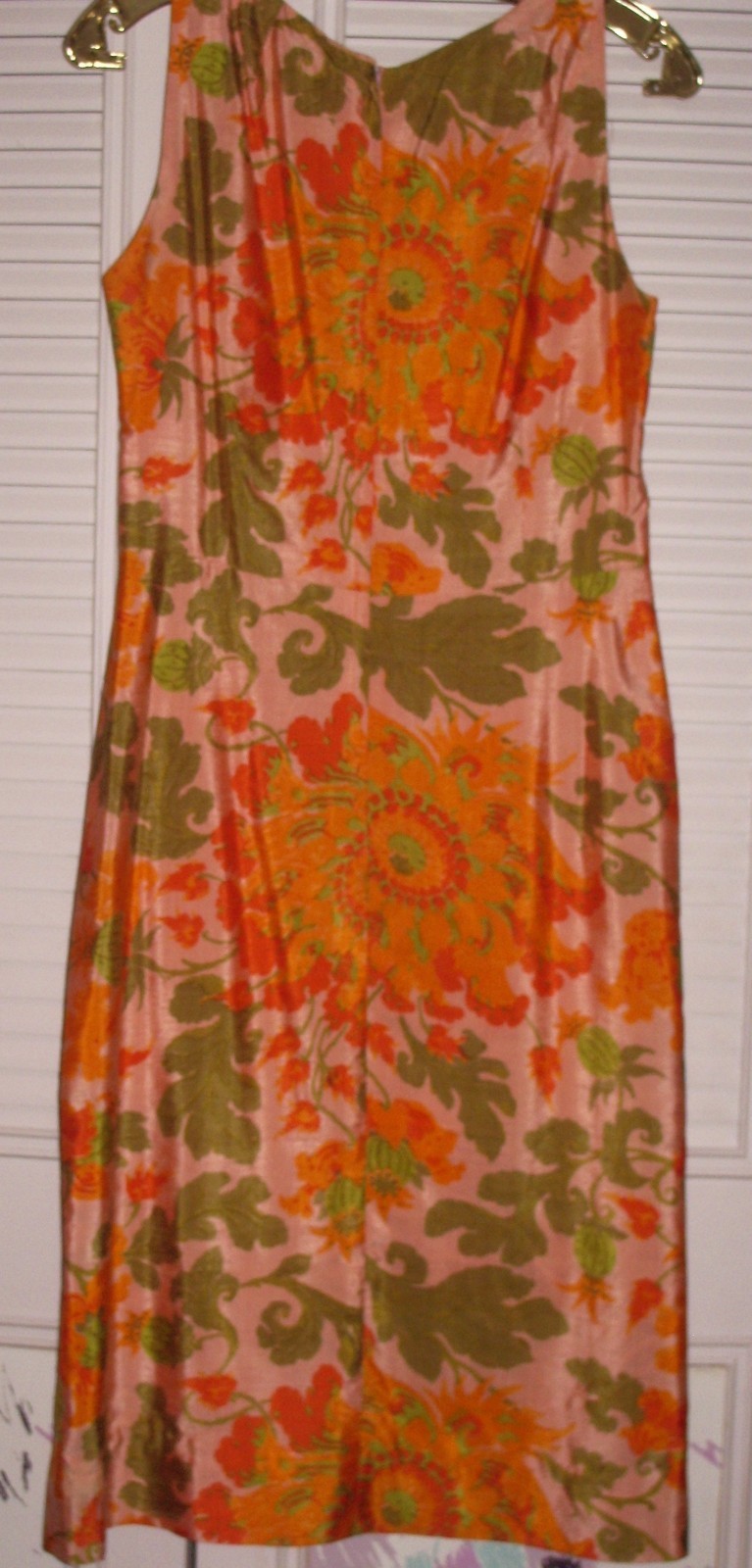 Era 60’s custom tailored floral silk lady 2 pcs dress jacket stunning size 6-8