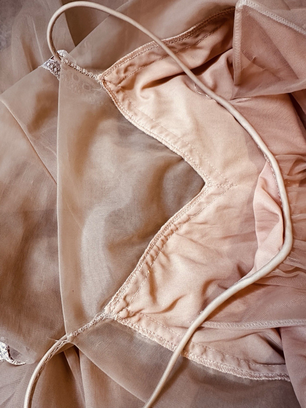 Vintage 60s/70s Intimé California Peach Chiffon & Lace Peignor Set Size S