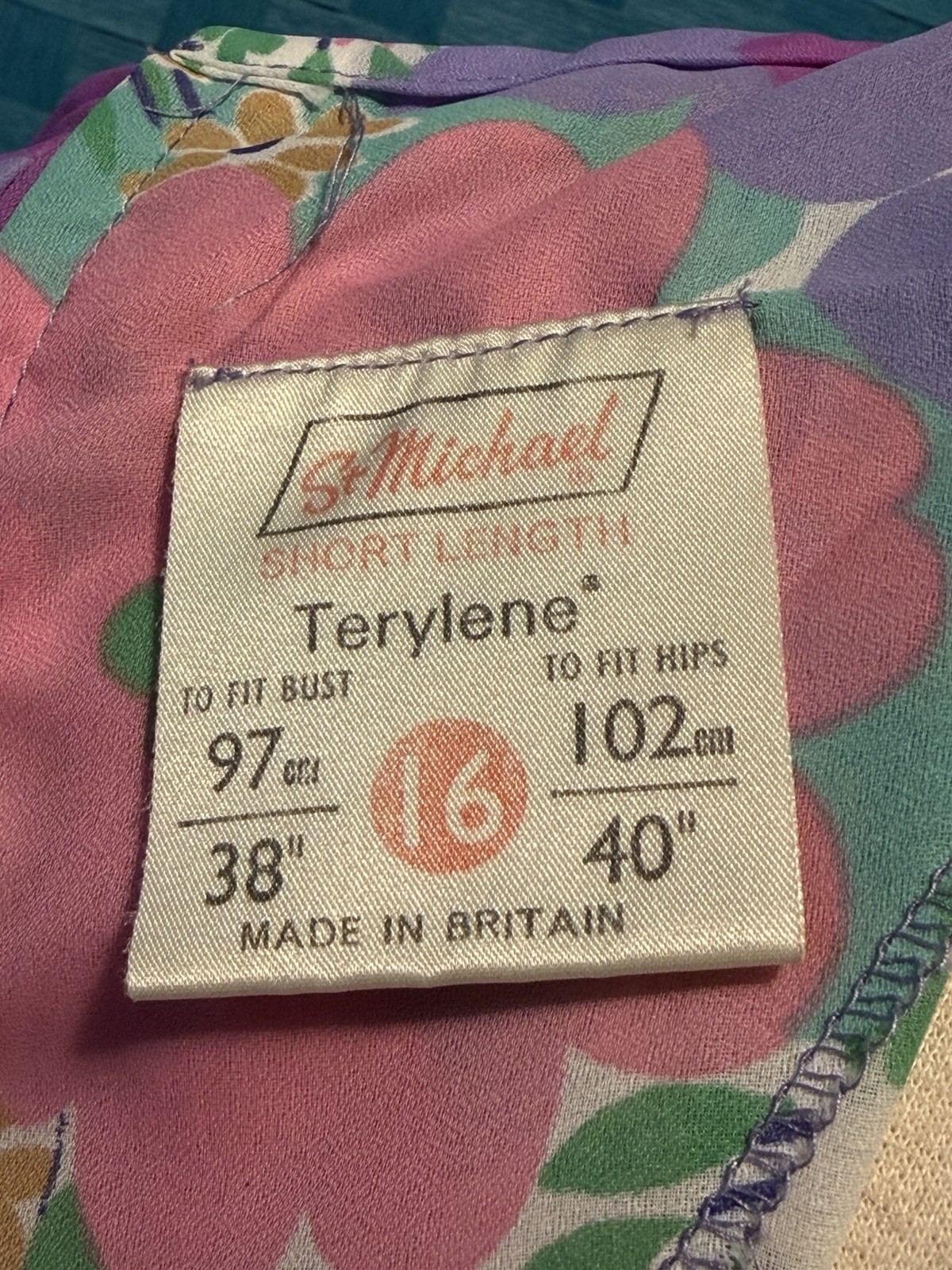 Vintage St. Michael 60s 70s Mod Flower Dress Long Sleeve Pastel Multi