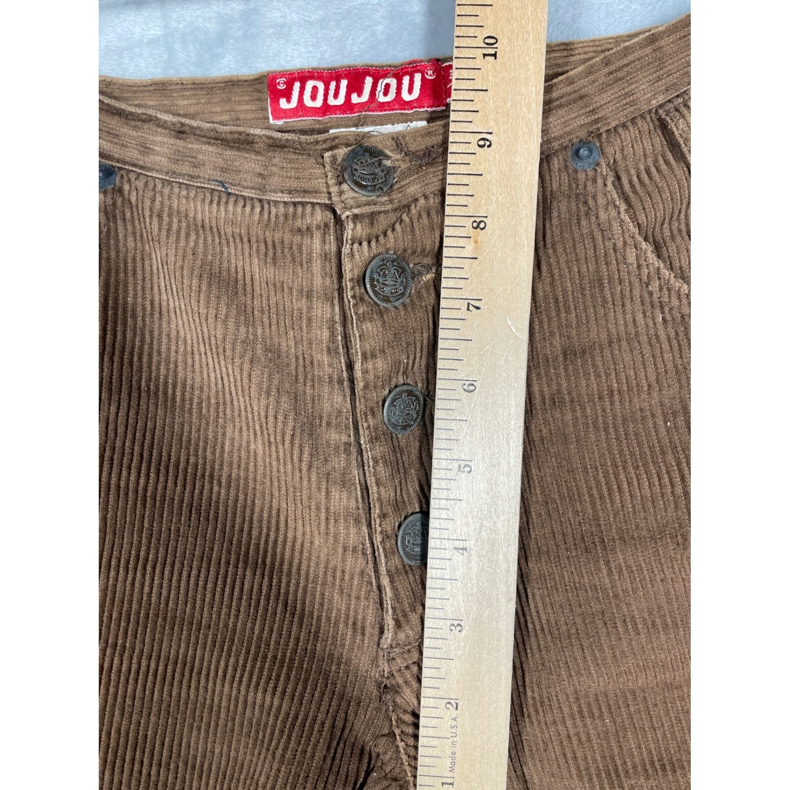 Vintage Joujou Brown Wide Wale Corduroy Button Fly Straight Leg Pants 3/4 52-274