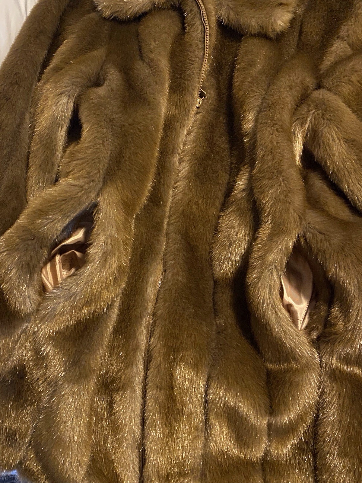 Dennis Basso Pelted Faux Mink Jacket Coat Zip Front – Large