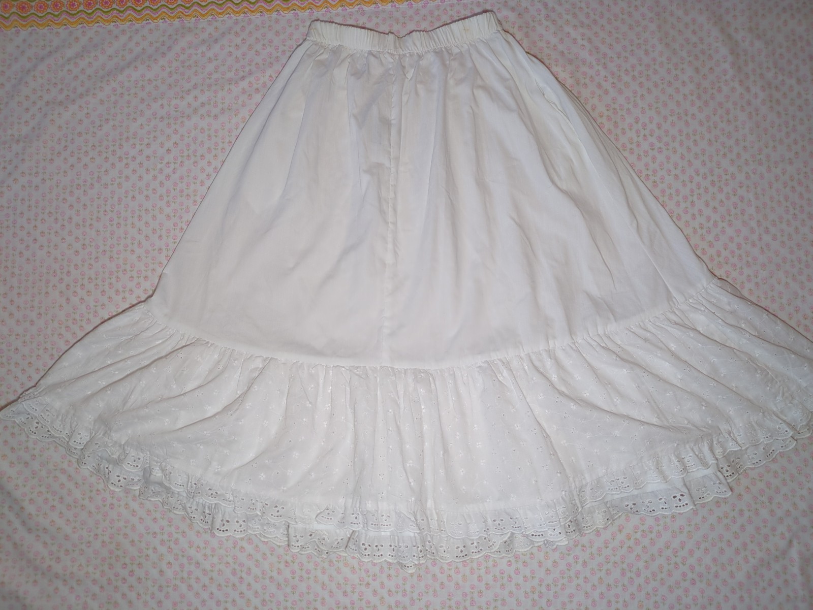 Vintage California Connection White Ruffle Petticoat Skirt M Cottagecore Slip