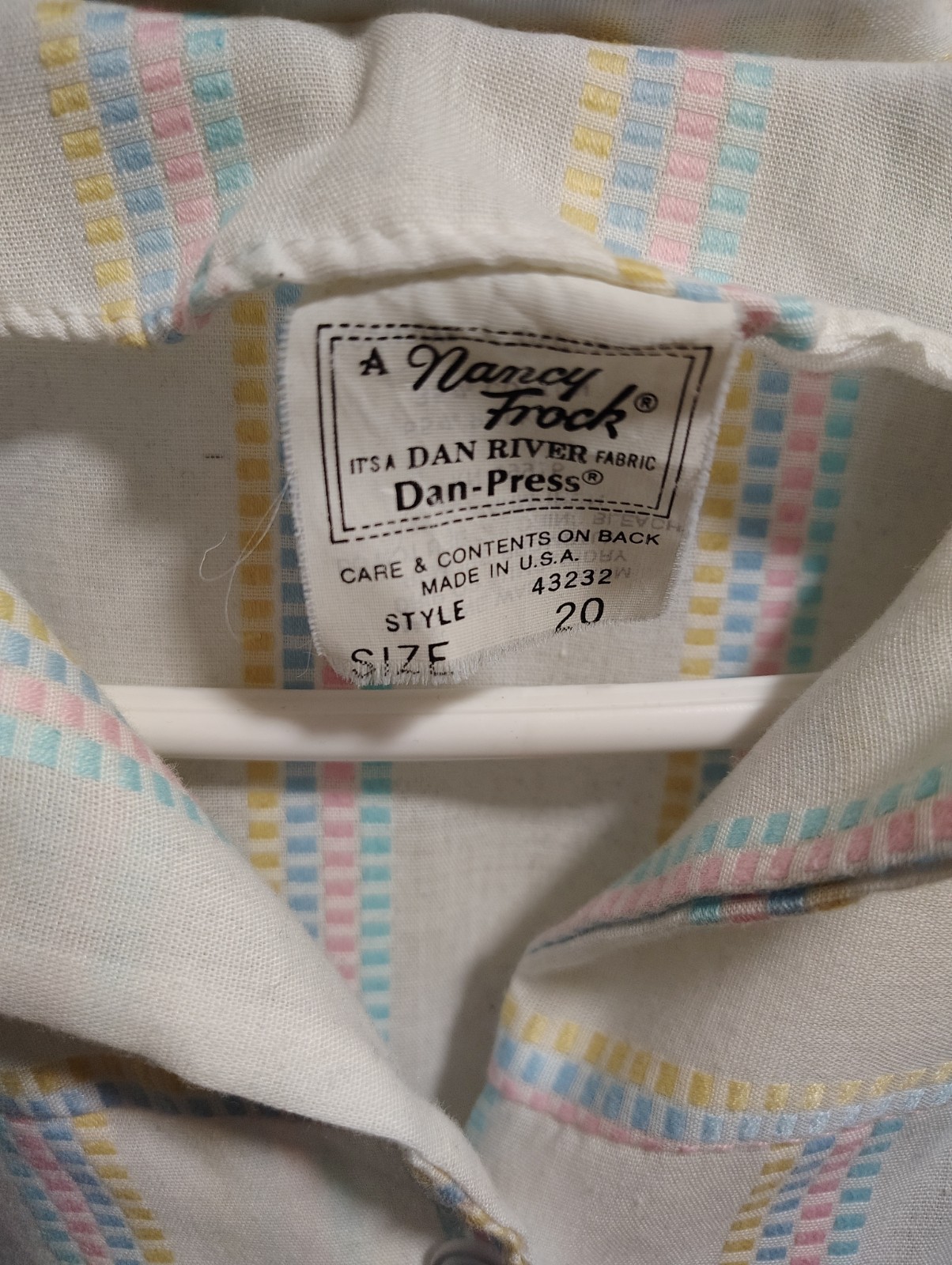 Vintage 1970s A Nancy Frock Pastel Striped House Dress Lounger Plus Size 20
