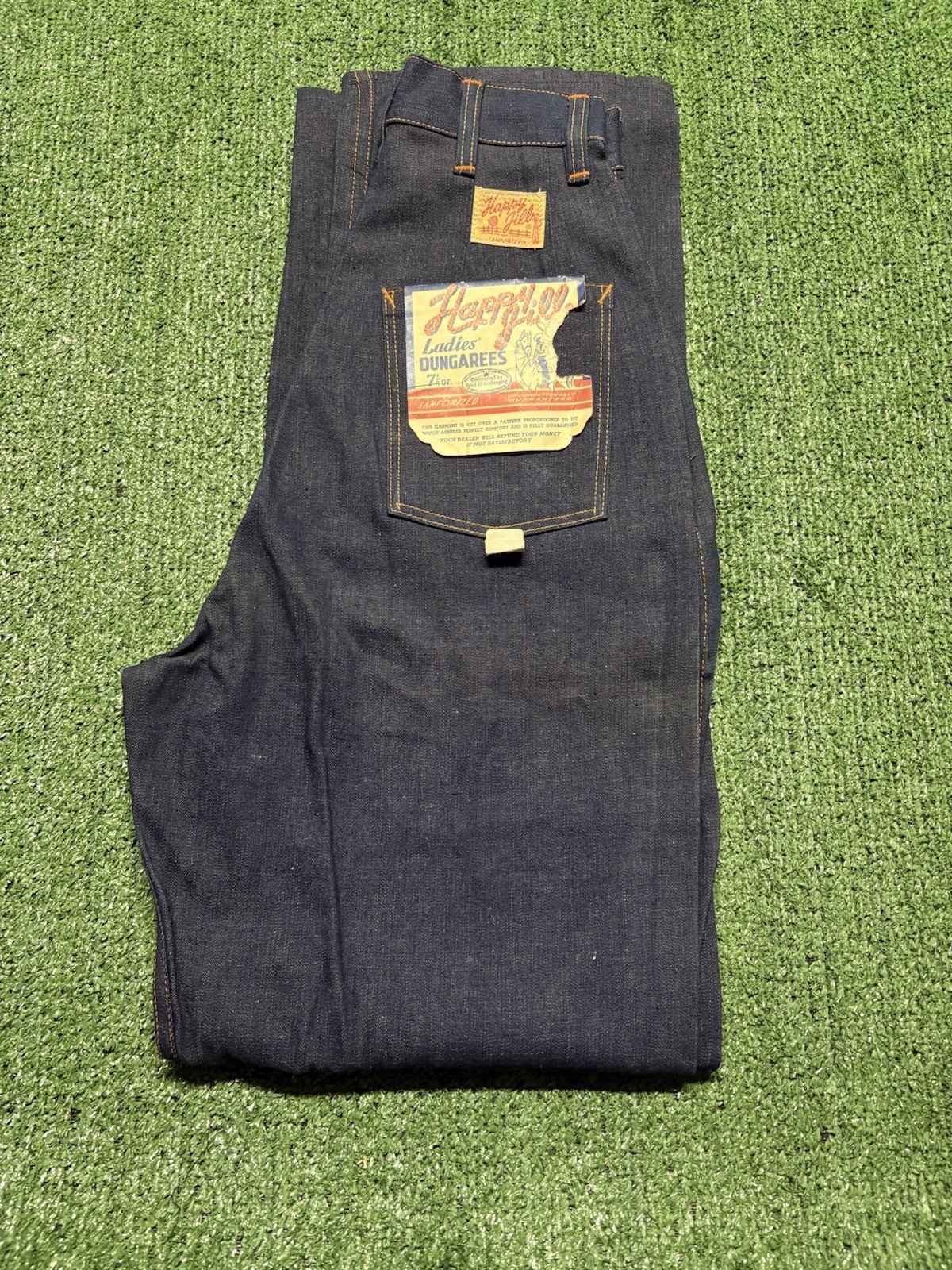 VTG Happy Jill Ladies Dungarees Denim Jeans Dead Stock 1950s Sanfordized 22×31
