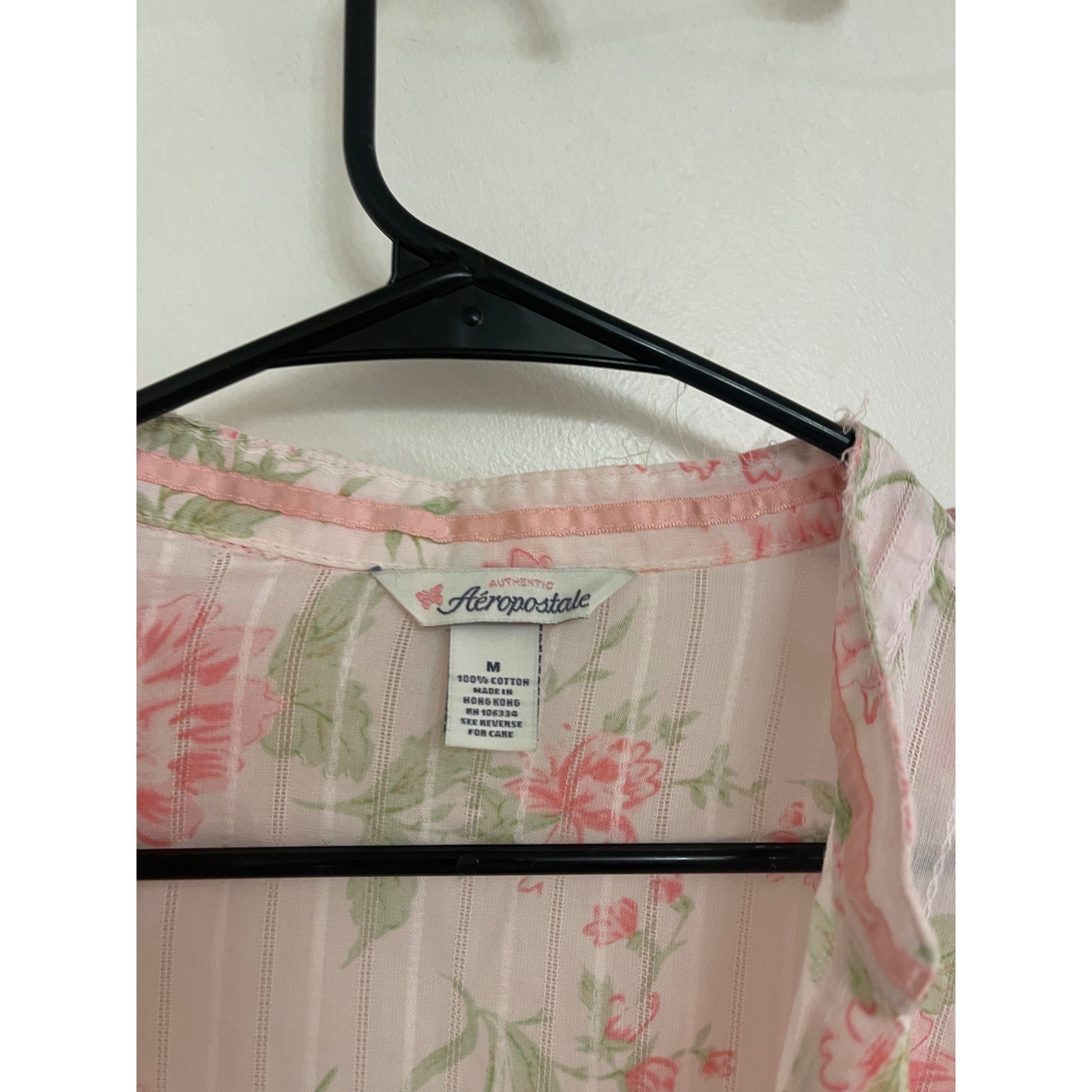 Vintage Aeropostale Floral Button Down Pink Blouse Y2K Summer Chic